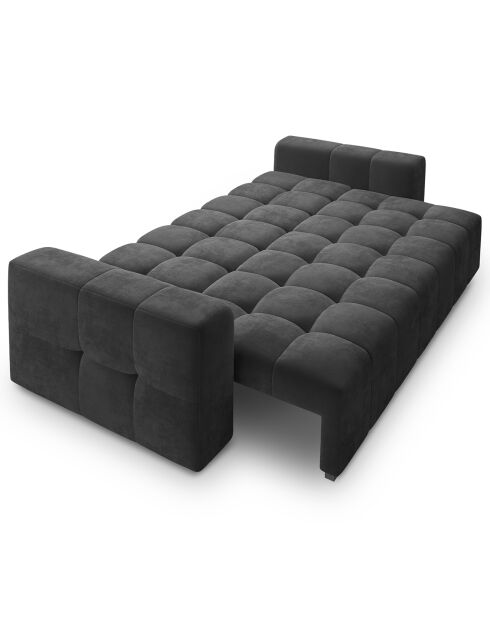Canapé velours convertible avec coffre de rangement 3 places luca gris foncé - 250x105x85  cm