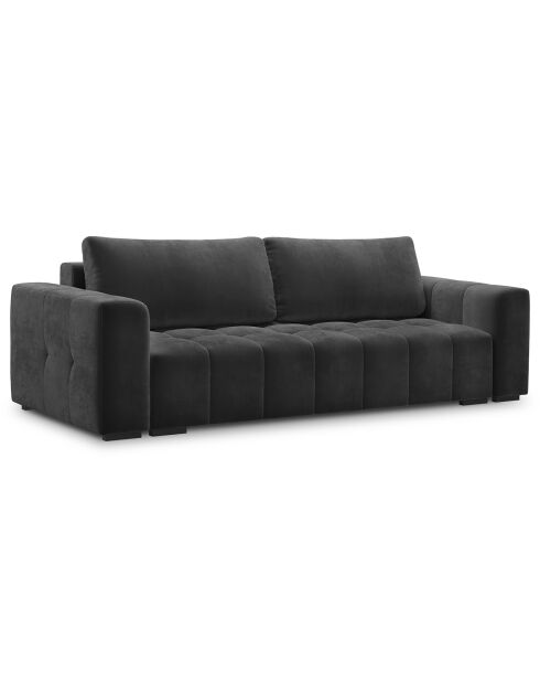 Canapé velours convertible avec coffre de rangement 3 places luca gris foncé - 250x105x85  cm