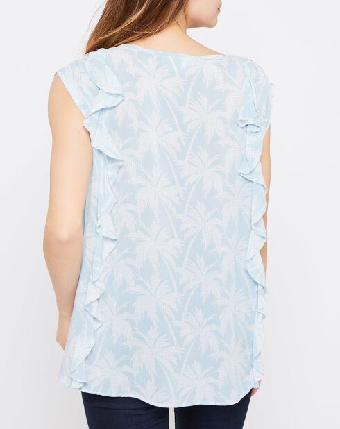 Top Haden imprimé Palmiers bleu ciel