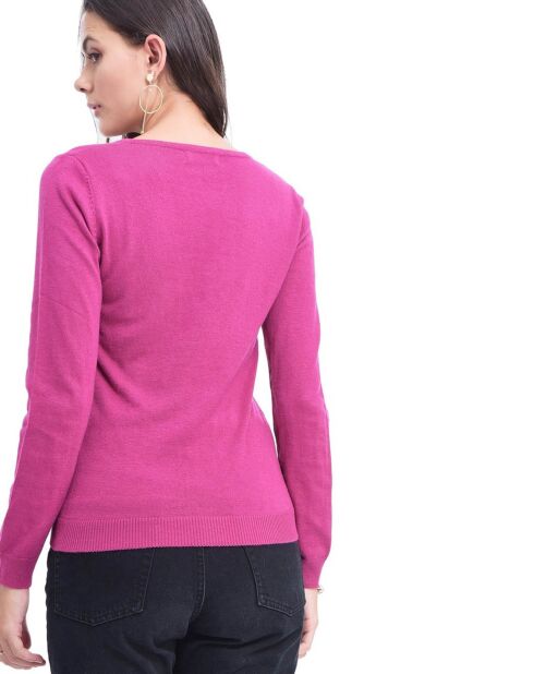 Pull en Cachemire & Soie mélangés col v cerise