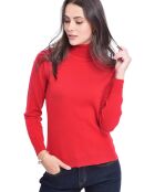 Pull en Cachemire & Soie mélangés col roulé rouge