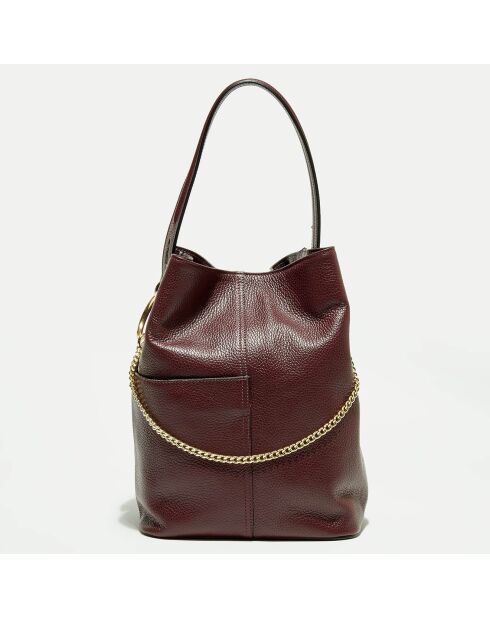 Sac porté épaule  Deya en Cuir bordeaux 23x17x21 cm