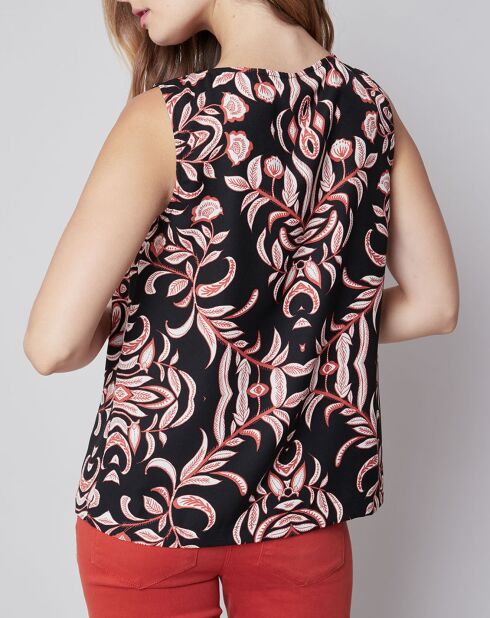 Top Gyana à motifs noir/rouge