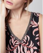 Top Gyana à motifs noir/rouge