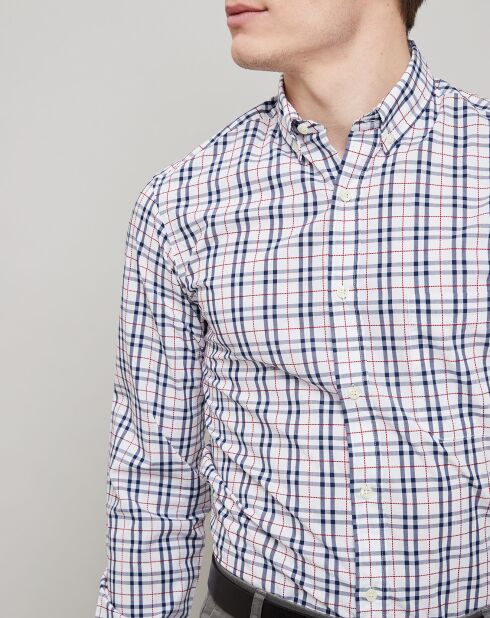 Chemise Regular Fit  à carreaux effet broderie blanc/rouge/marine