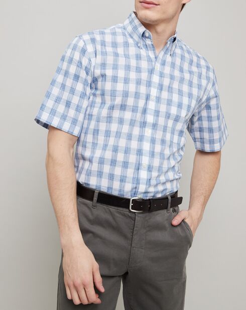 Chemise Confort Fit à carreaux  bleu clair/blanc