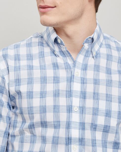 Chemise Confort Fit à carreaux  bleu clair/blanc
