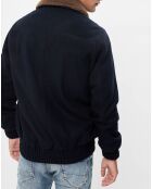 Blouson en Laine mélangée Drako col fausse peau de mouton bleu marine