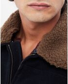 Blouson en Laine mélangée Drako col fausse peau de mouton bleu marine