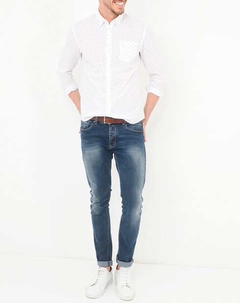 Chemise slim Fausto imprimée blanche