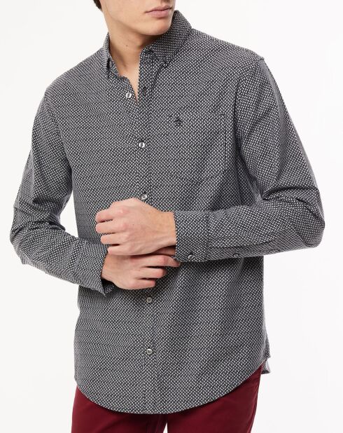 Chemise droite microtexture bleu marine