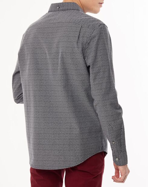 Chemise droite microtexture bleu marine