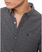 Chemise droite microtexture bleu marine