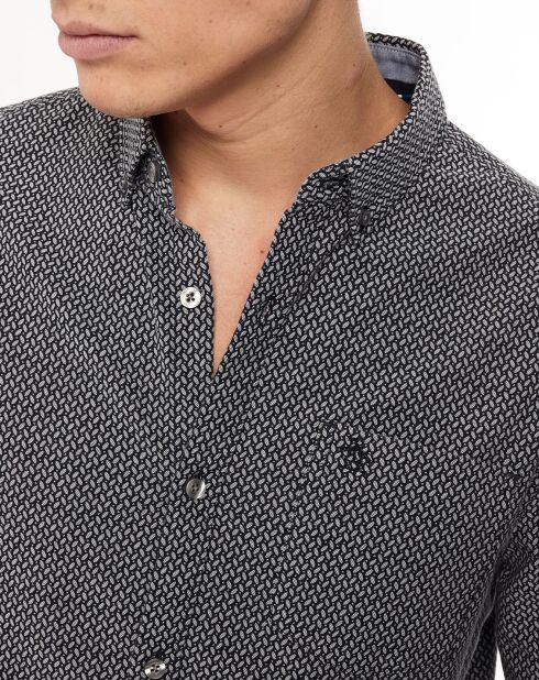 Chemise droite microtexture bleu marine
