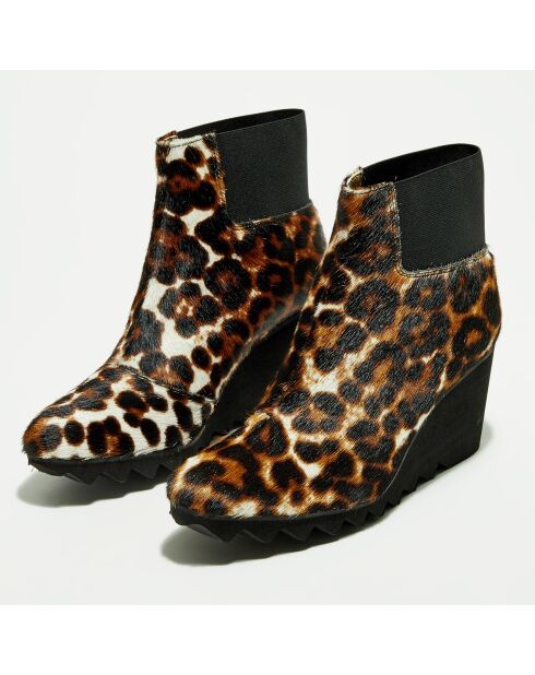 Chelsea-Stiefel Carba aus Leopardenleder und Pony — 8 cm Absatz