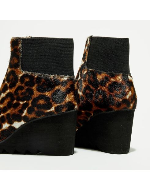 Chelsea boots en Cuir & Poulain Carba léopard - Talon 8 cm