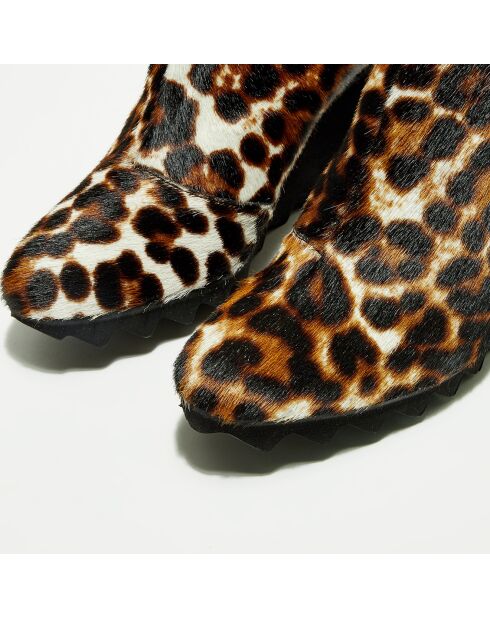 Chelsea-Stiefel Carba aus Leopardenleder und Pony — 8 cm Absatz