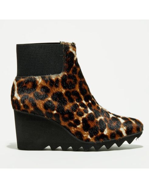 Chelsea-Stiefel Carba aus Leopardenleder und Pony — 8 cm Absatz