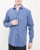 Chemise Regular en Flanelle de Coton Paul à carreaux bleu