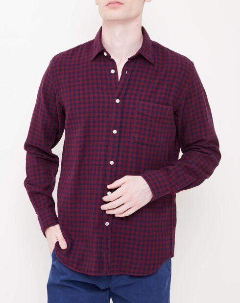 Chemise slim Storm à carreaux bordeaux/bleu marine