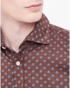 Chemise Regular en Flanelle de Coton Paul imprimé fox marron