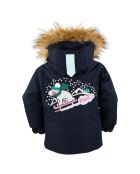 Veste de ski Mellow col fausse fourrure bleu foncé