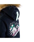 Veste de ski Mellow col fausse fourrure bleu foncé