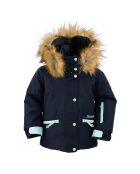Veste de ski Mellow col fausse fourrure bleu foncé