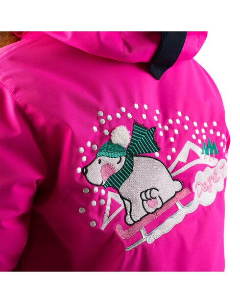 Veste de ski Mellow col fausse fourrure fuchsia