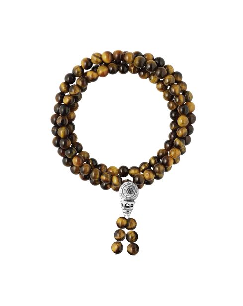 Bracciale tibetano Power of Protection in argento rodiato e occhio di tigre