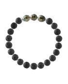 Tahiti-Armband aus Silber, Tahitiperlen und Lavasteinen