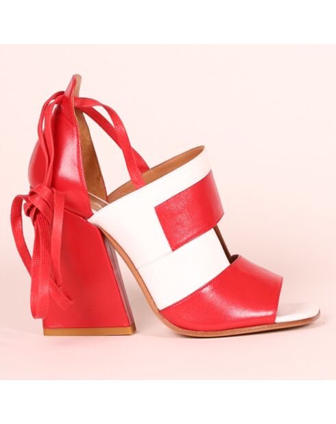 Sandales en Cuir Damia blanc/rouge Talon 10 cm