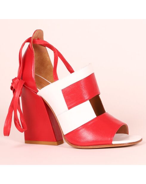 Sandales en Cuir Damia blanc/rouge Talon 10 cm