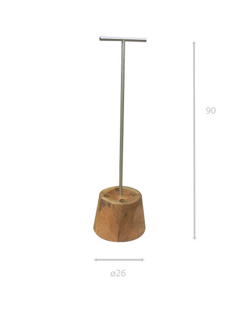 Porte-parapluie en teck igapo naturel - 26x26x90 cm