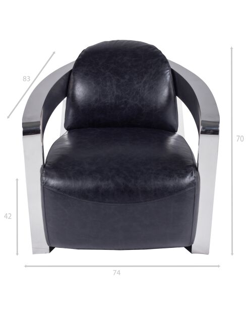 Fauteuil cuir odyssee noir - 74x83x70 cm