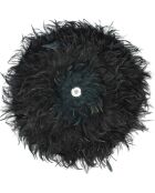 Décoration en plumes de coq & coquillages kapau noire - D.60 cm