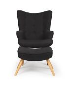 Lylou schwarzer Sessel und Fußstütze - 64x48x100 cm