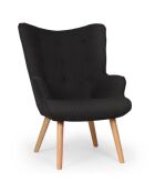 Lylou schwarzer Sessel und Fußstütze - 64x48x100 cm