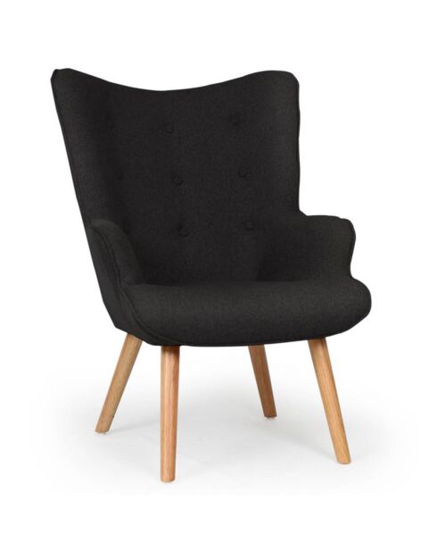 Lylou schwarzer Sessel und Fußstütze - 64x48x100 cm