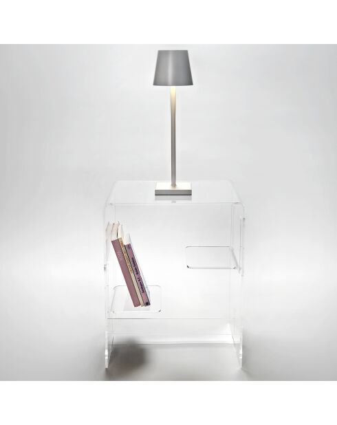 Mesa de dormitorio transparente Enan - 37x30x46 cm