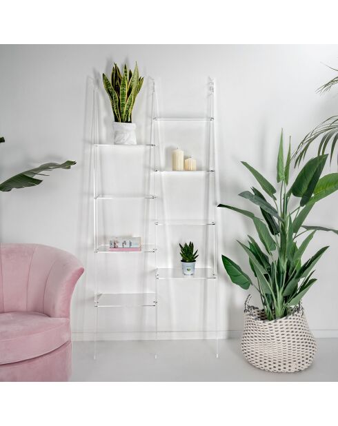 Bibliothèque step transparente - 41x36x185 cm