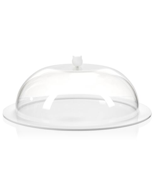 Grand porte-gâteau bon ton transparent/blanc - 36x36x15 cm