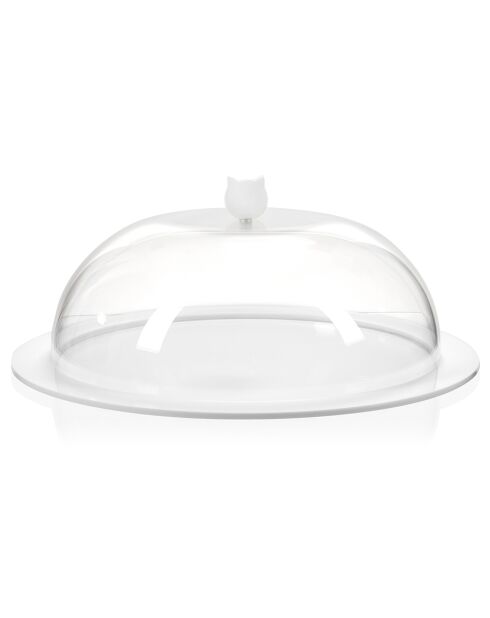 Petit porte-gâteau bon ton transparent/blanc - 25.5x25.5x13.5 cm