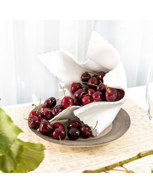 Vase daisy slim drappeggi blanc - 22x22x21 cm