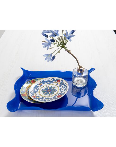 Plateau petit format drappeggi bleu - 41x31x5 cm