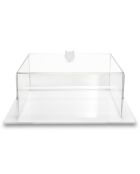 Porte-gâteau petit format bon ton transparent/blanc - 25.5x25.5x11 cm