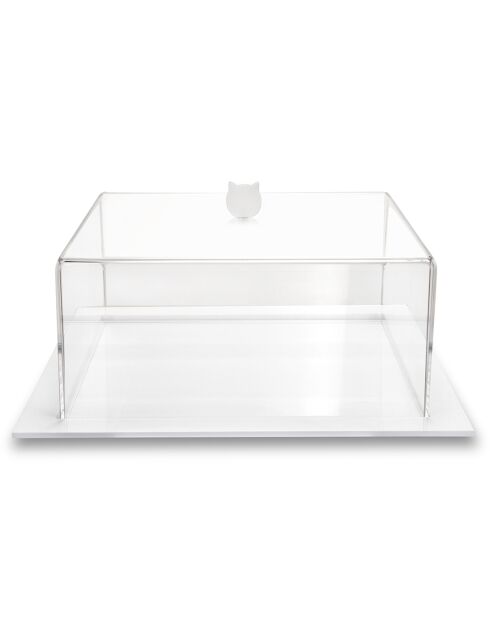 Porte-gâteau petit format bon ton transparent/blanc - 25.5x25.5x11 cm