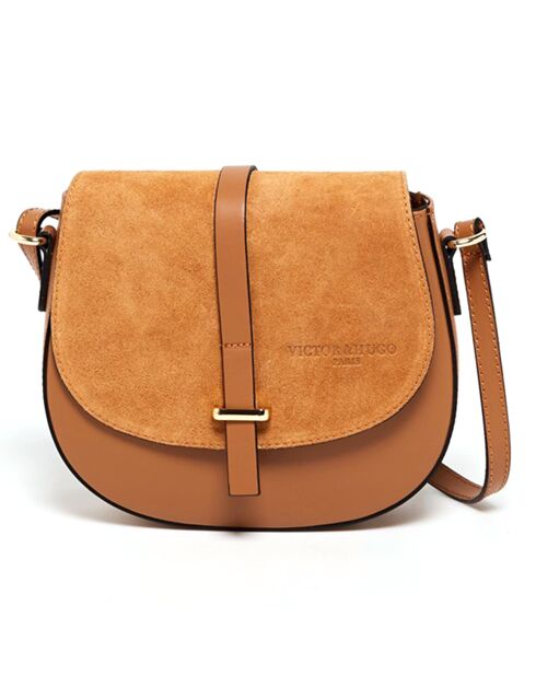 Sac bandoulière en Cuir Amel  camel - 22X18x6 cm