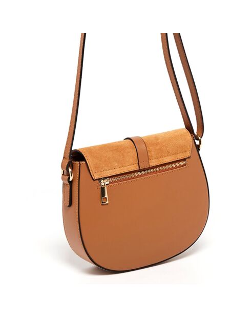 Sac bandoulière en Cuir Amel  camel - 22X18x6 cm