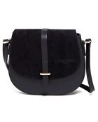 Amel schoudertas van leer en zwart leer van fluweel - 22x18x6 cm